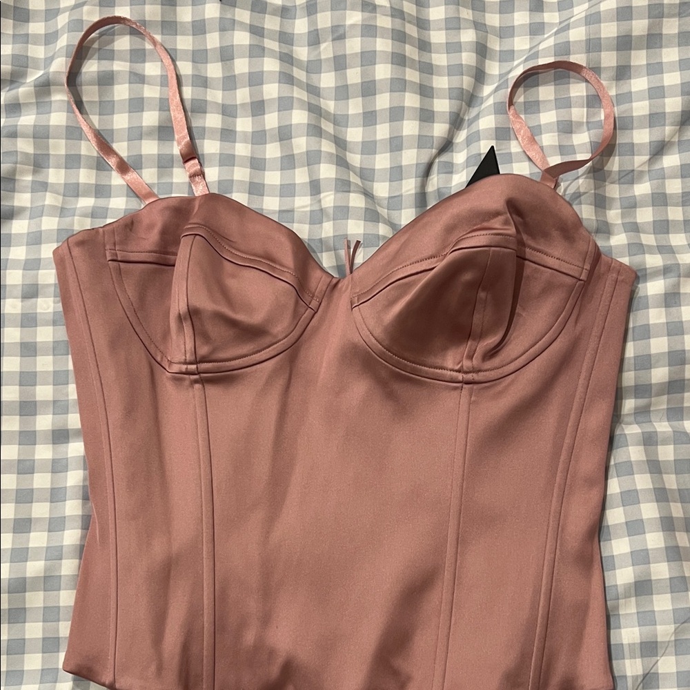 Aritzia Pink Satin Bustier Top
